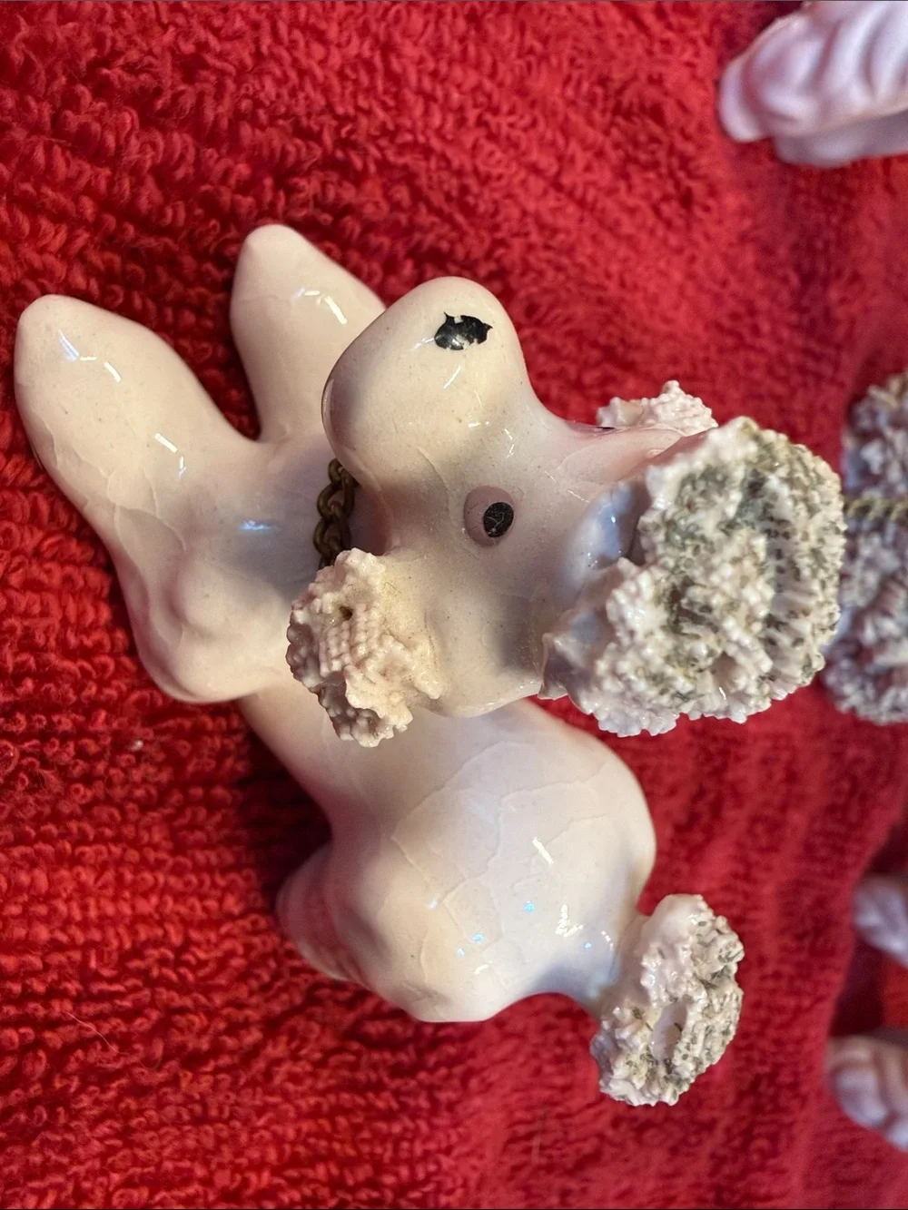 Vintage Ceramic Pink Poodle Figurine Set with original tag!